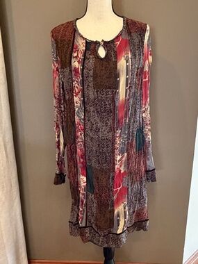 Vasna Desire Hippie Patchwork Dress Shabby Chiffon Lace Chic Boho, Size Small